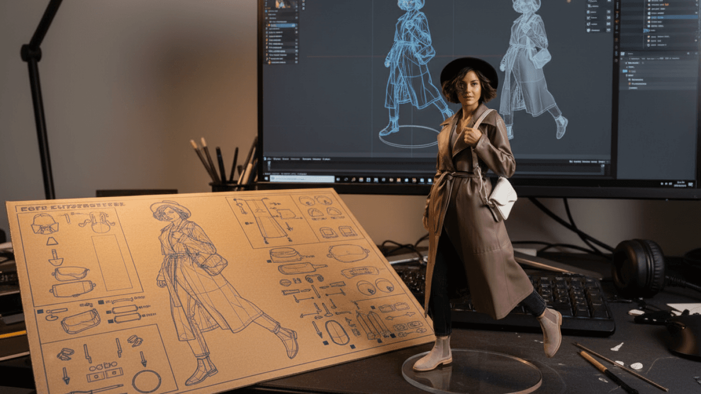 Esempio dell'output del generatore di Action Figure AI di alta qualità.