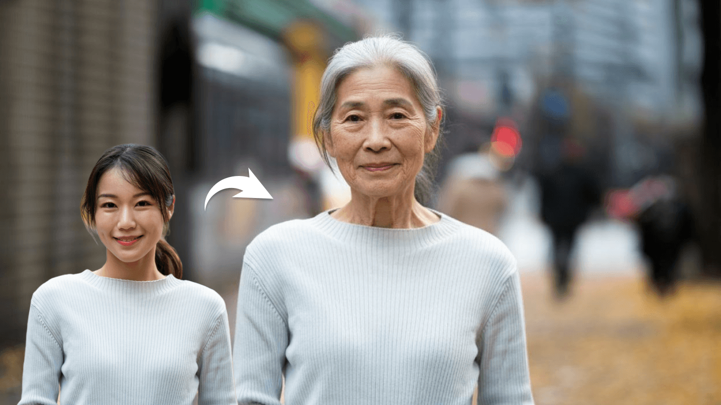 Esempio dell'output del filtro di invecchiamento AI di alta qualità.