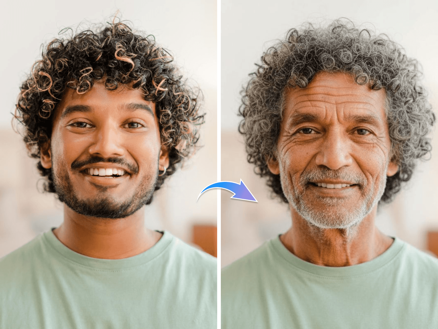 Esempio dell'output del filtro di invecchiamento AI di alta qualità.