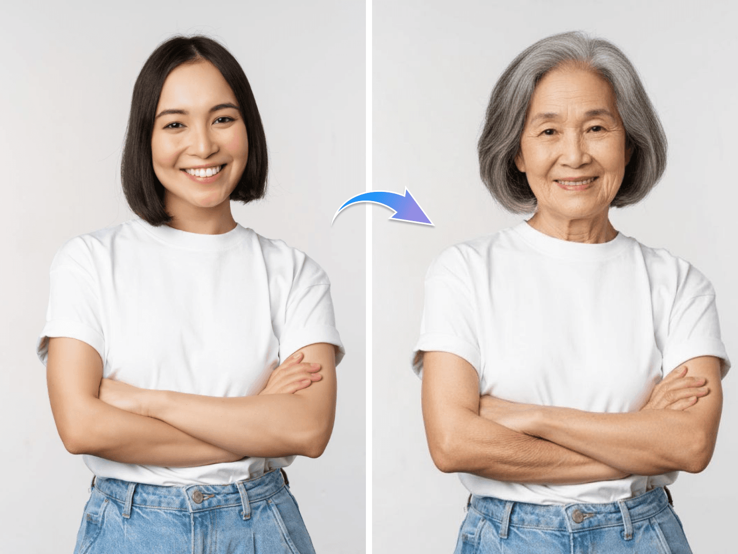 Esempio dell'output del filtro di invecchiamento AI di alta qualità.