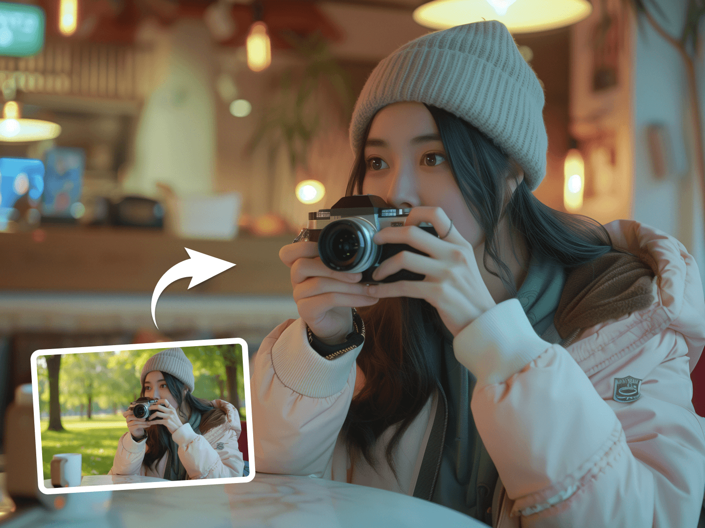 Example of the high-quality AI Background Changer  output.