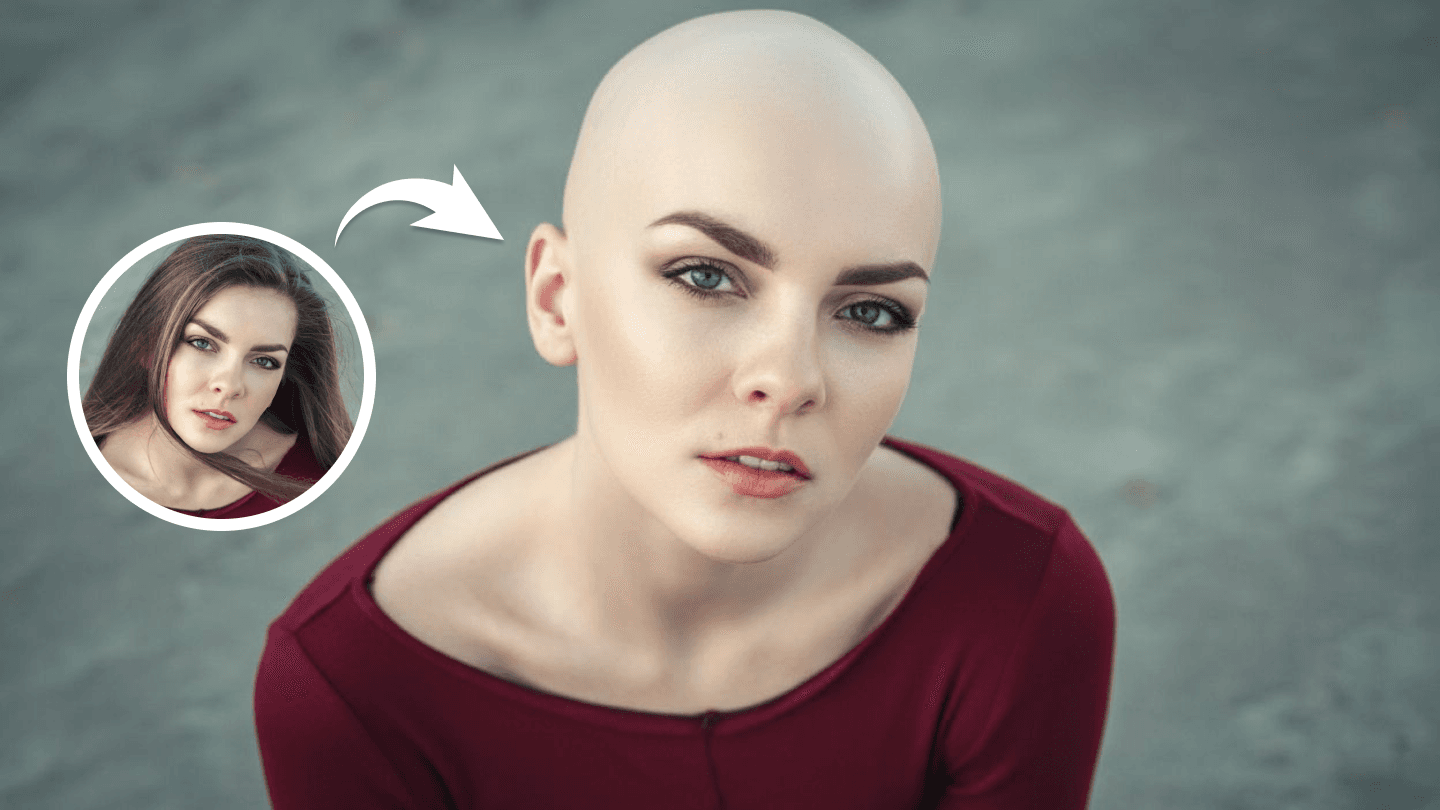 Esempio dell'output di alta qualità del filtro AI Bald.