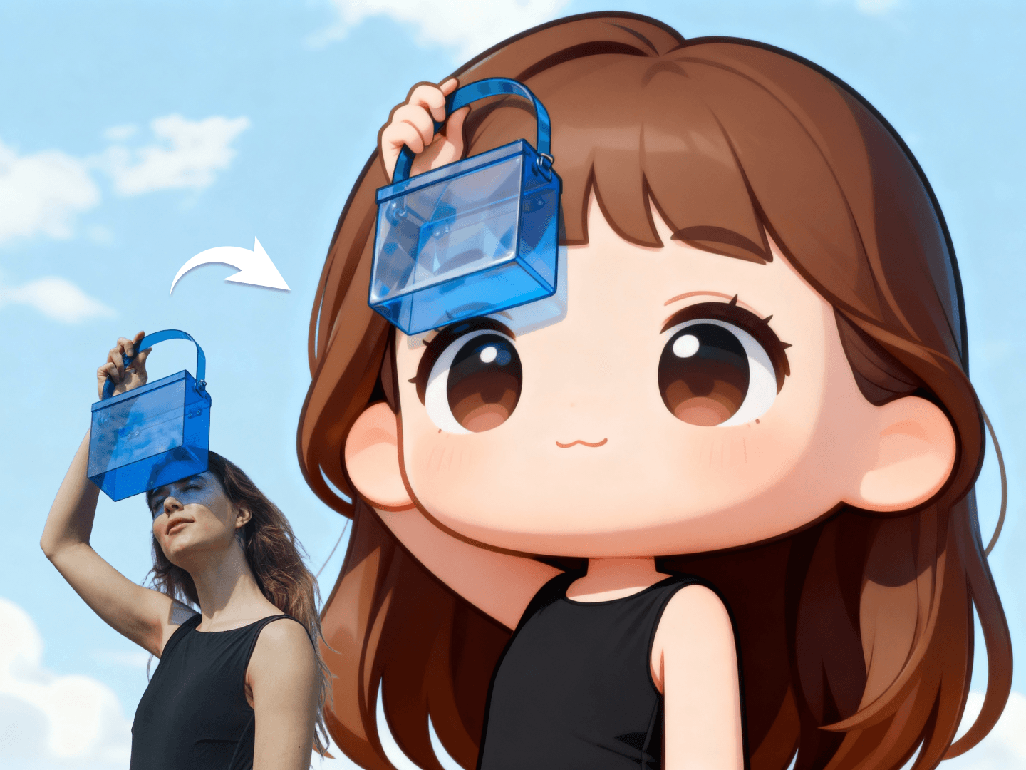 Esempio dell'output di alta qualità di AI Chibi Maker.