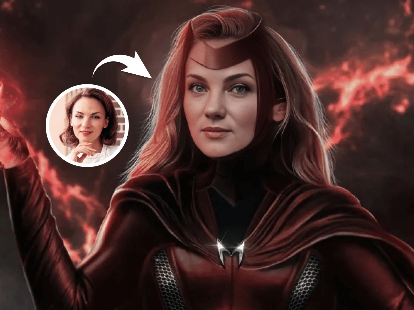 Esempio dell'output di alta qualità di AI Face Swap.