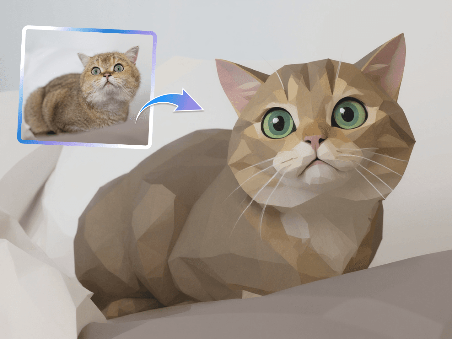 Esempio dell'output del generatore AI Low Poly di alta qualità.