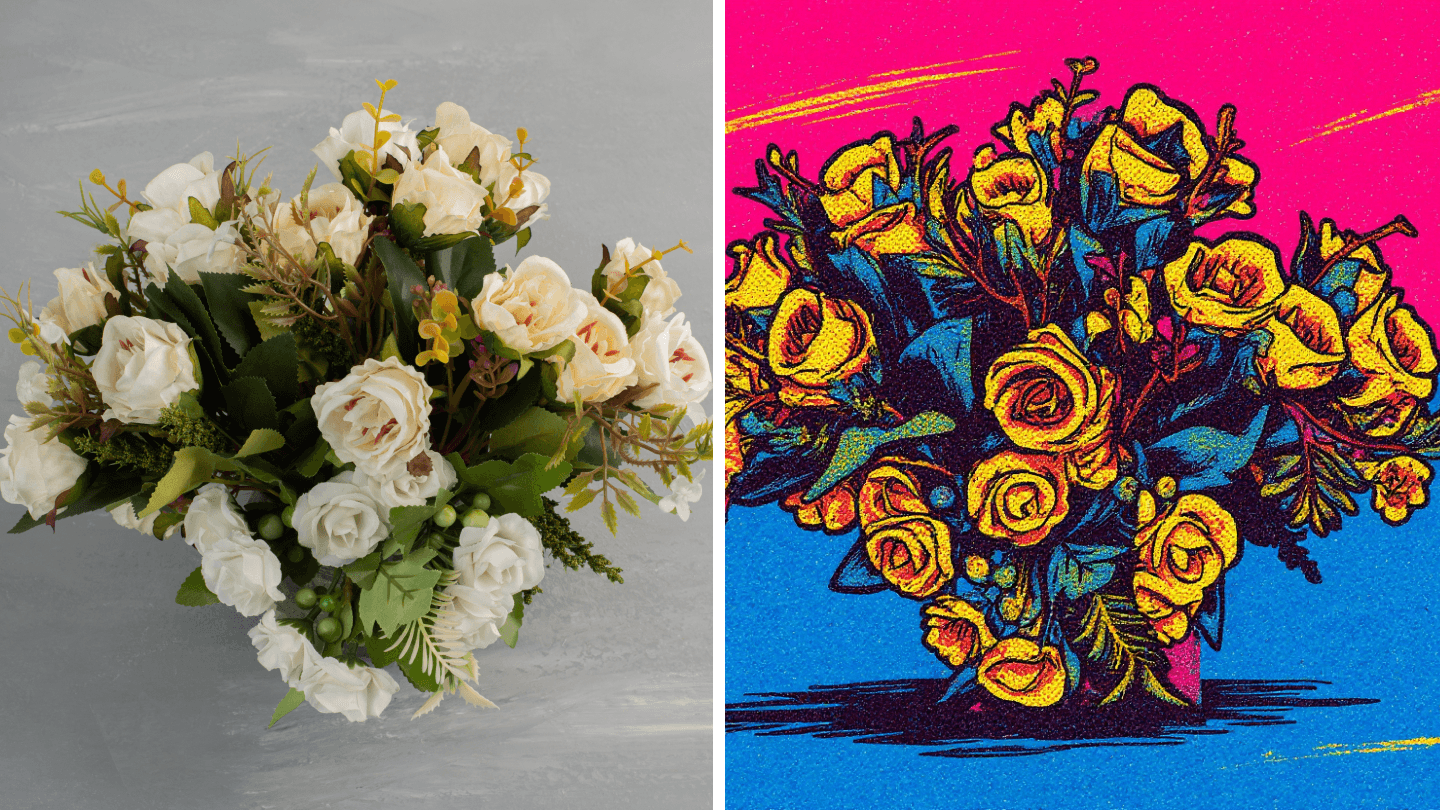 Esempio dell'output dell'AI Pop Art Generator di alta qualità.