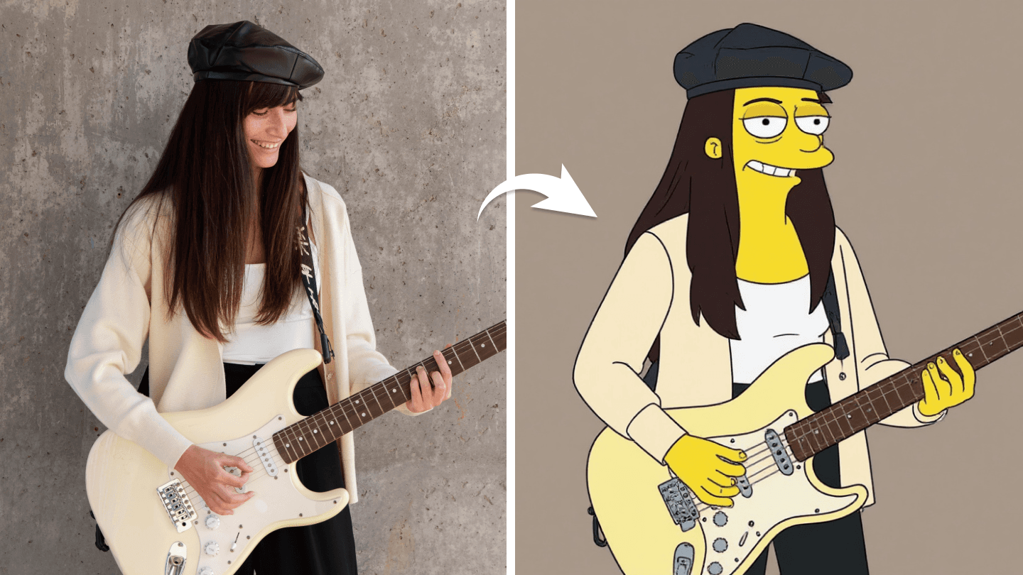 Esempio di output del creatore di personaggi AI Simpsons di alta qualità.