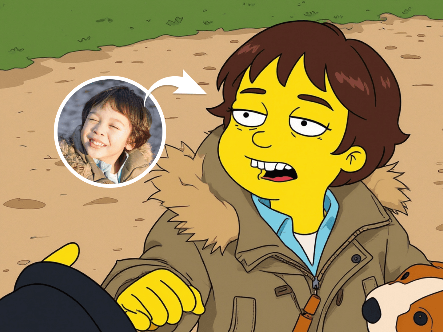 Esempio di output del creatore di personaggi AI Simpsons di alta qualità.