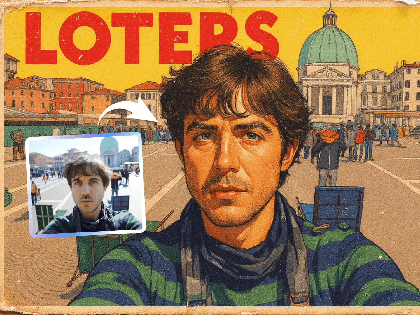 Esempio dell'output generato dal generatore di poster vintage AI di alta qualità.