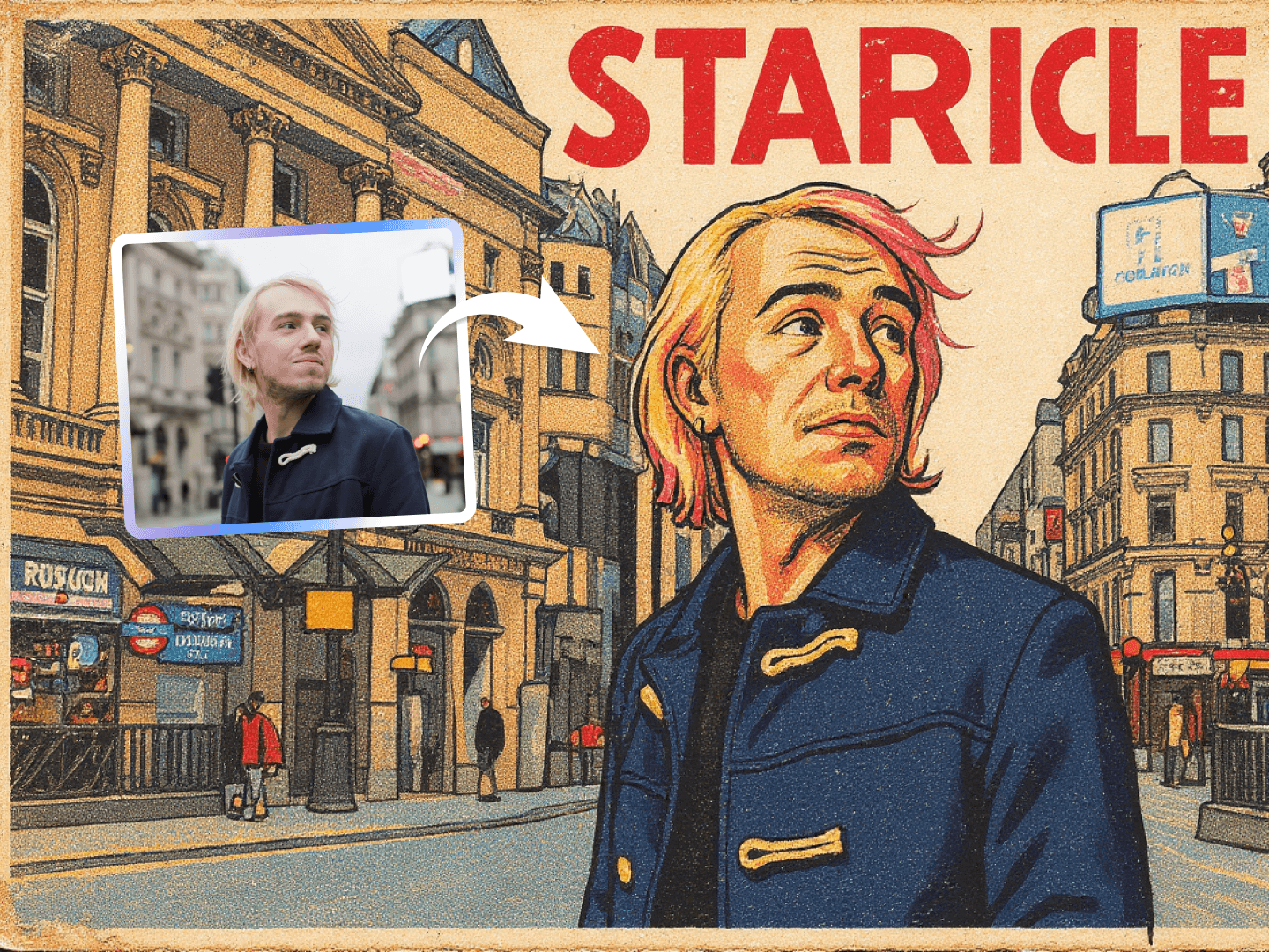 Preview of Generatore di poster vintage con IA effect