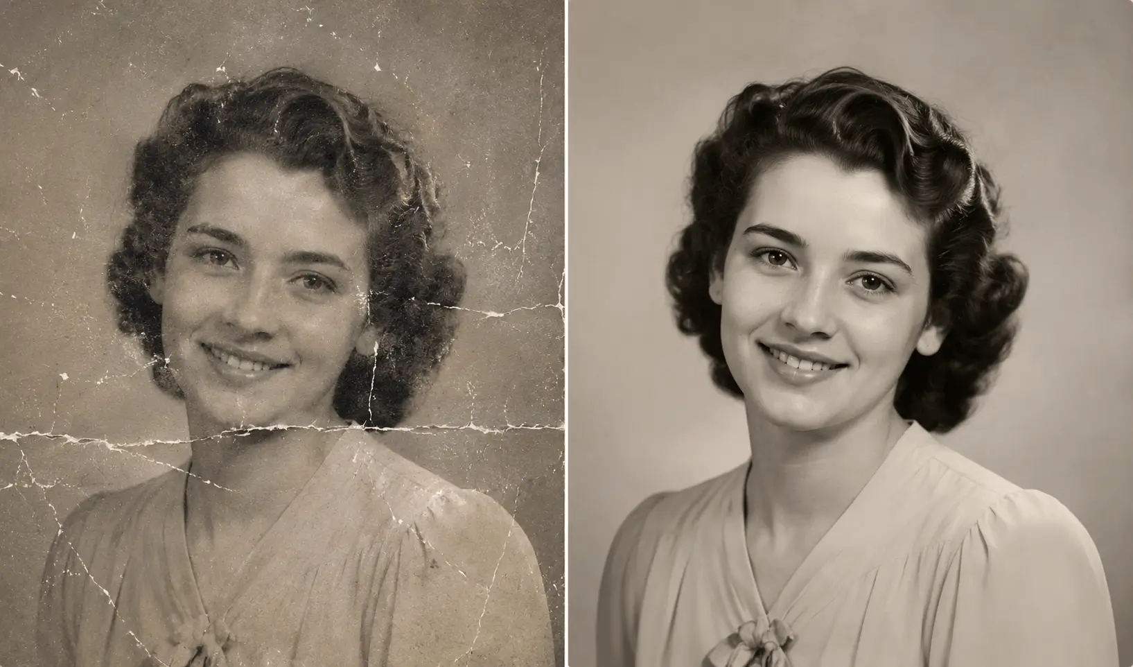 Preview of AI Photo Restoration tool